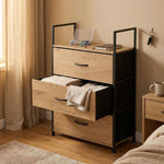 3 Drawer Storage Cabinet, Chest of Drawers, Brown - additional product view