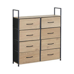 8 Drawer Tallboy Large Storage Cabinet - Rustic Oak Finish