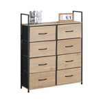 8 Drawer Tallboy Large Storage Cabinet - Rustic Oak Finish