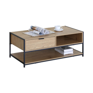 Coffee Table with Drawer and Shelf Brown