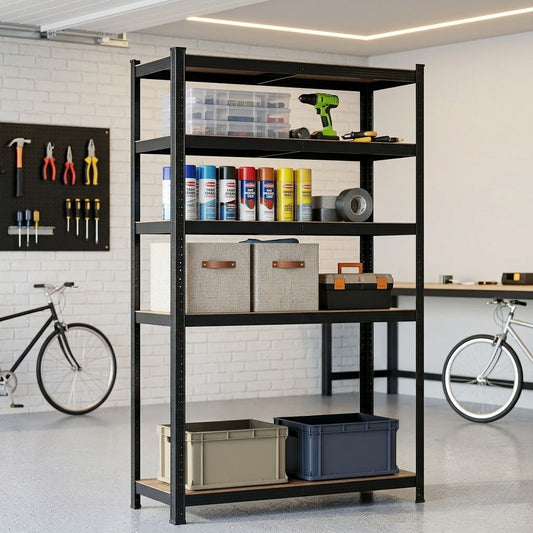 5 Tier Heavy Duty Steel Shelving Unit, Black, 180cm - alternate angle