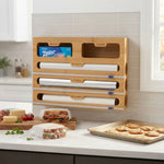 Bamboo Wrap Organiser 5 in 1 Dispenser with Cutter, Natural - alternate angle