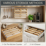 Bamboo Wrap Organiser 5 in 1 Dispenser with Cutter, Natural - detail view