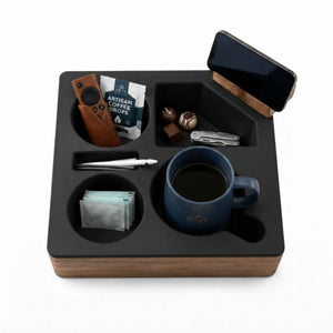 Wooden Couch Cup Holder Tray for Living Room