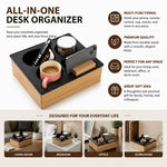 Wooden Couch Cup Holder Tray for Living Room, Natural - detail view