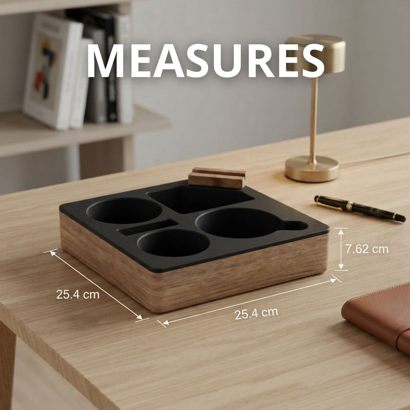 Wooden Couch Cup Holder Tray for Living Room