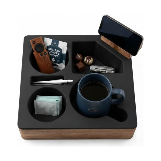 Wooden Couch Cup Holder Tray for Living Room, Natural - main product image