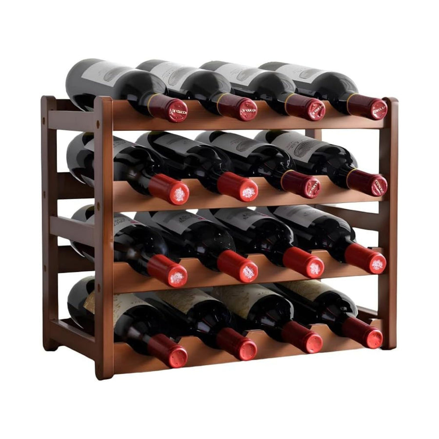 4 Tier Wooden Wine Rack for 16 Bottles - Brown - main product image
