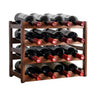 4 Tier Wooden Wine Rack for 16 Bottles - Brown