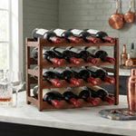4 Tier Wooden Wine Rack for 16 Bottles - Brown - alternate angle