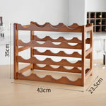 4 Tier Wooden Wine Rack for 16 Bottles - Brown - detail view