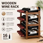 4 Tier Wooden Wine Rack for 16 Bottles - Brown - size and scale view