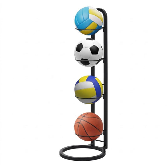 4 Tier Ball Storage Rack Vertical Metal Stand Black - main product image