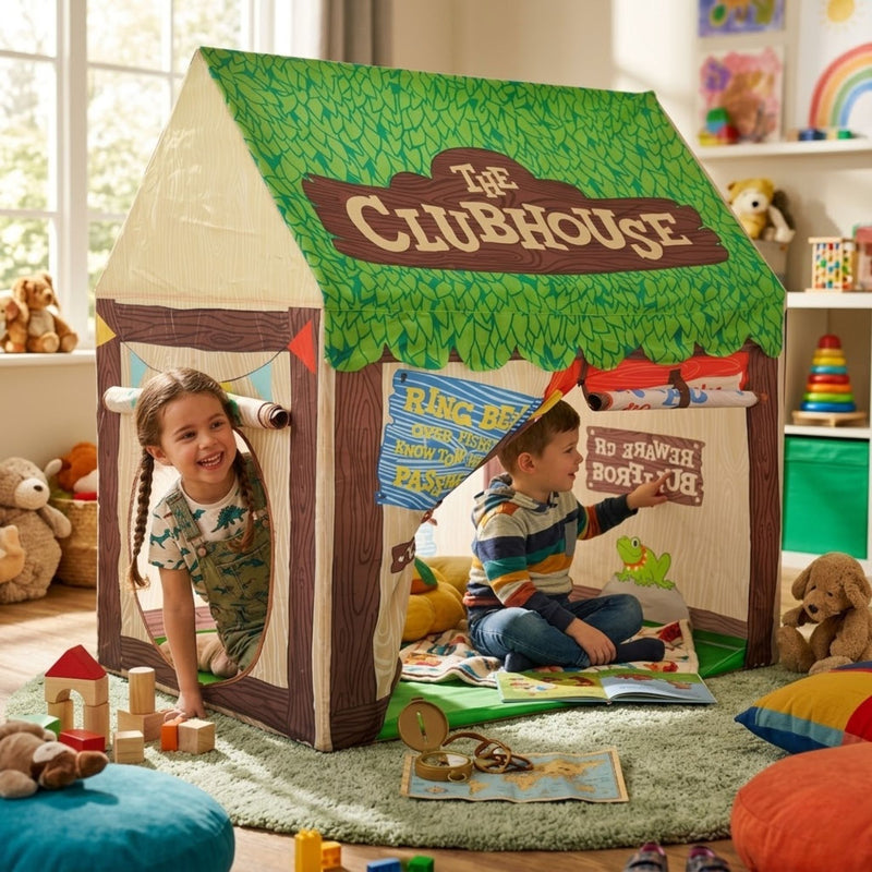 Kids Clubhouse Play Tent for Imaginative Fun, Green - alternate angle