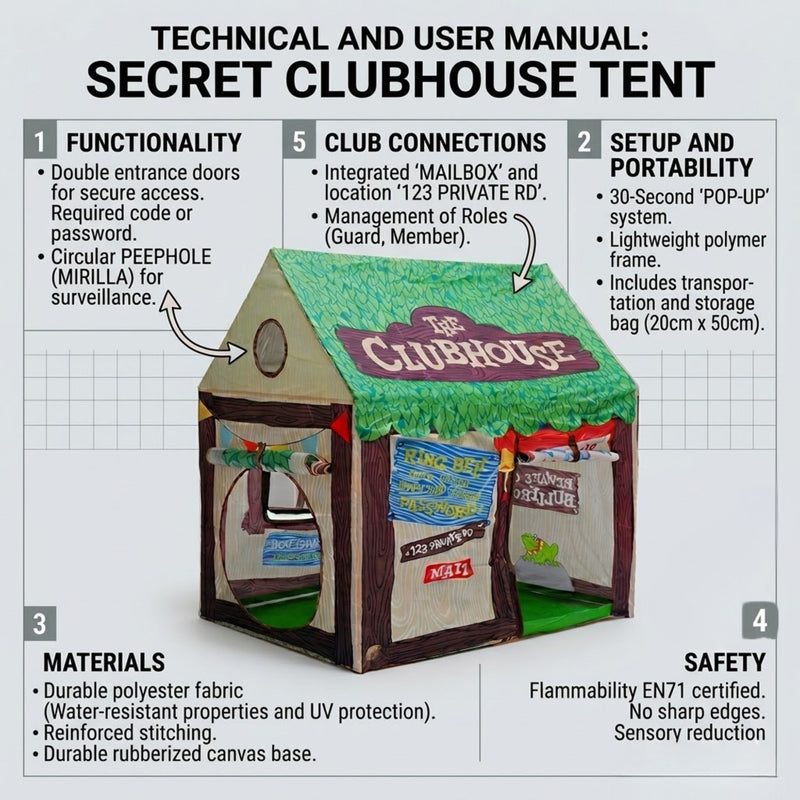 Kids Clubhouse Play Tent for Imaginative Fun, Green - detail view