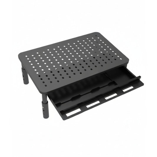 Metal Monitor Stand Riser with Drawer and Phone Slot, Black - main product image