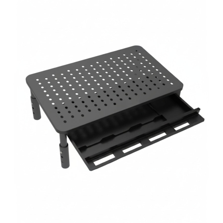 Metal Monitor Stand Riser with Drawer and Phone Slot, Black - main product image