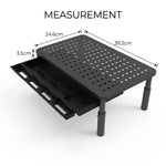 Metal Monitor Stand Riser with Drawer and Phone Slot, Black - size and scale view