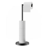 Toilet Paper Holder Stand with Storage Black Metal - main product image