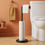 Toilet Paper Holder Stand with Storage Black Metal - alternate angle