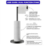 Toilet Paper Holder Stand with Storage Black Metal - detail view
