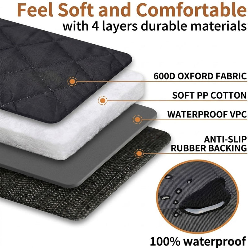Waterproof Dog Car Seat Cover Hammock Black Nylon - detail view