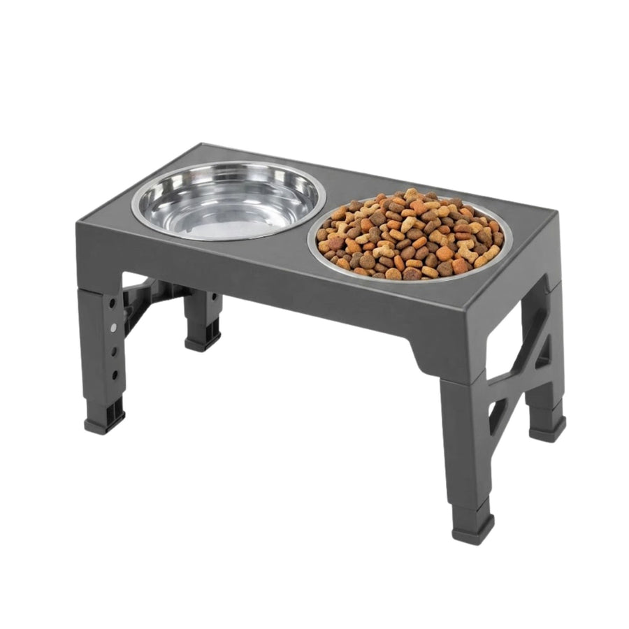 Raised Dog Bowl Stand Adjustable Height for All Dogs & Cats, Black - main product image