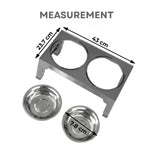 Raised Dog Bowl Stand Adjustable Height for All Dogs & Cats, Black - size and scale view
