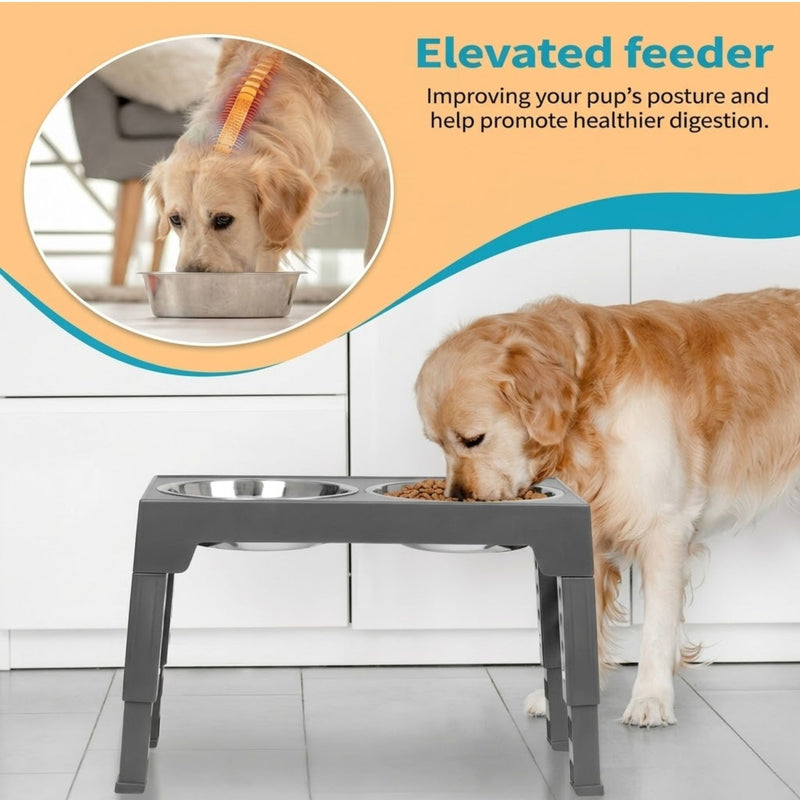 Raised Dog Bowl Stand Adjustable Height for All Dogs & Cats