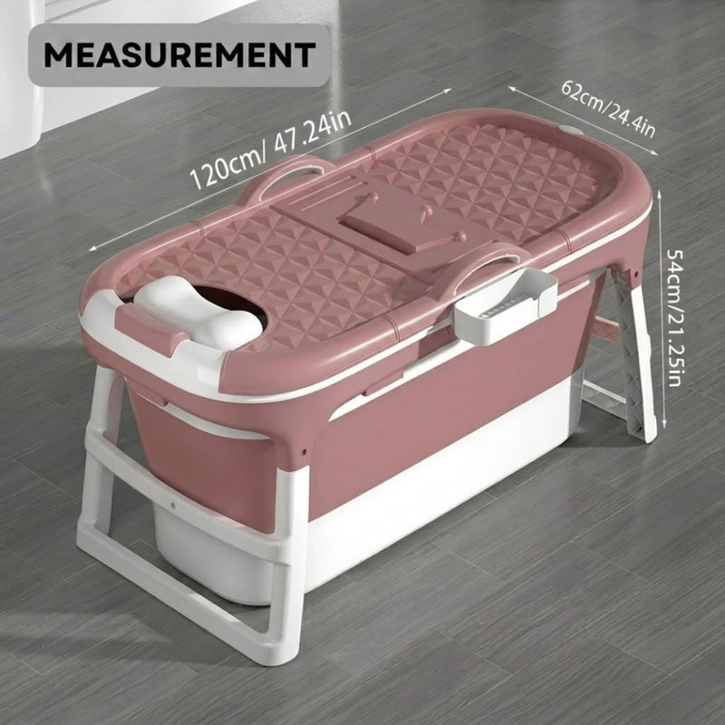 Foldable Bathtub Adult Collapsible Soaking Tub Pink - detail view
