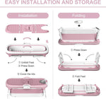 Foldable Bathtub Adult Collapsible Soaking Tub Pink - size and scale view