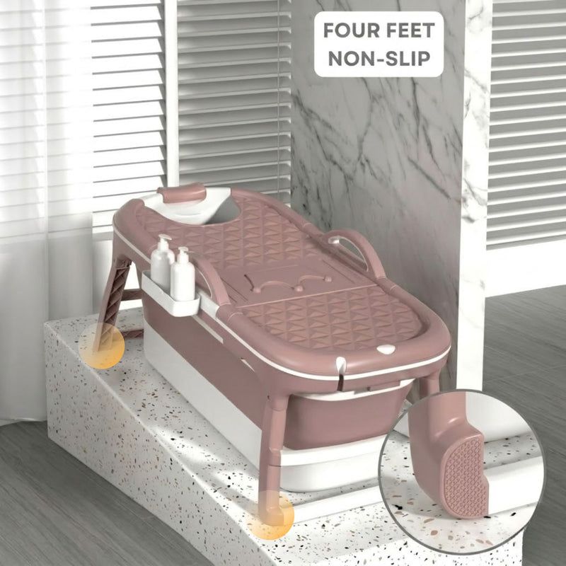 Foldable Bathtub Adult Collapsible Soaking Tub Pink