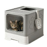Foldable Enclosed Cat Litter Box with Scoop Grey