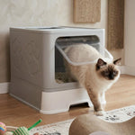 Foldable Enclosed Cat Litter Box with Scoop Grey - alternate angle