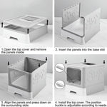 Foldable Enclosed Cat Litter Box with Scoop Grey - detail view