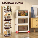 3 Tier Stackable Storage Cabinet with Wheels, White - detail view