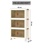 3 Tier Stackable Storage Cabinet with Wheels, White - size and scale view