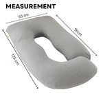 U Shaped Pregnancy Pillow for Full Body Support Grey - size and scale view