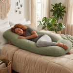 U Shaped Pregnancy Pillow for Full Body Support Green - alternate angle