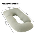 U Shaped Pregnancy Pillow for Full Body Support Green - size and scale view