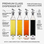 4 pack Glass Oil Dispenser Bottle 500ml Transparent Kitchen - detail view