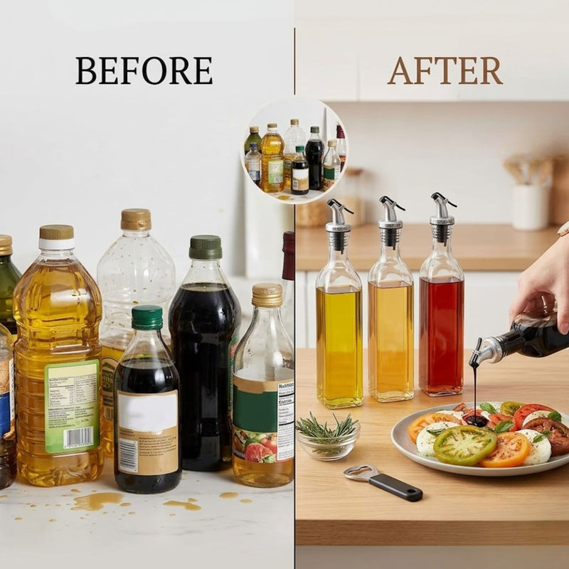 4 pack Glass Oil Dispenser Bottle 500ml Transparent Kitchen - additional product view