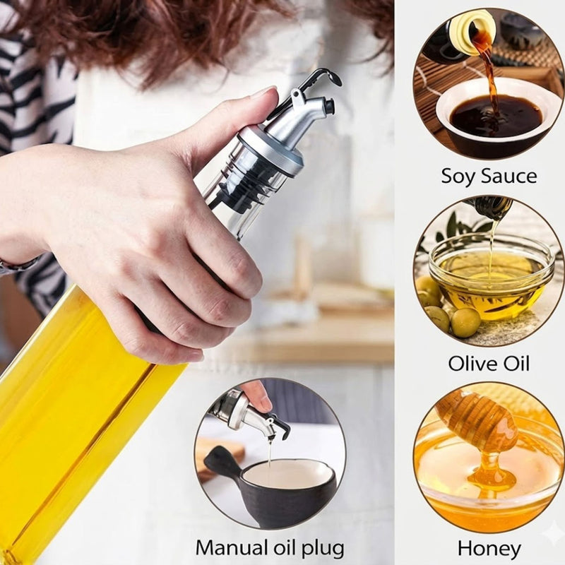 4 pack Glass Oil Dispenser Bottle 500ml Transparent Kitchen