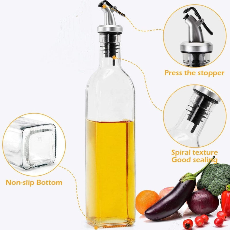 4 pack Glass Oil Dispenser Bottle 500ml Transparent Kitchen