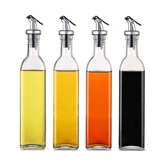 4 pack Glass Oil Dispenser Bottle 500ml Transparent Kitchen - main product image