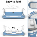 Foldable Baby Bath Tub for Infants and Toddlers Blue - size and scale view