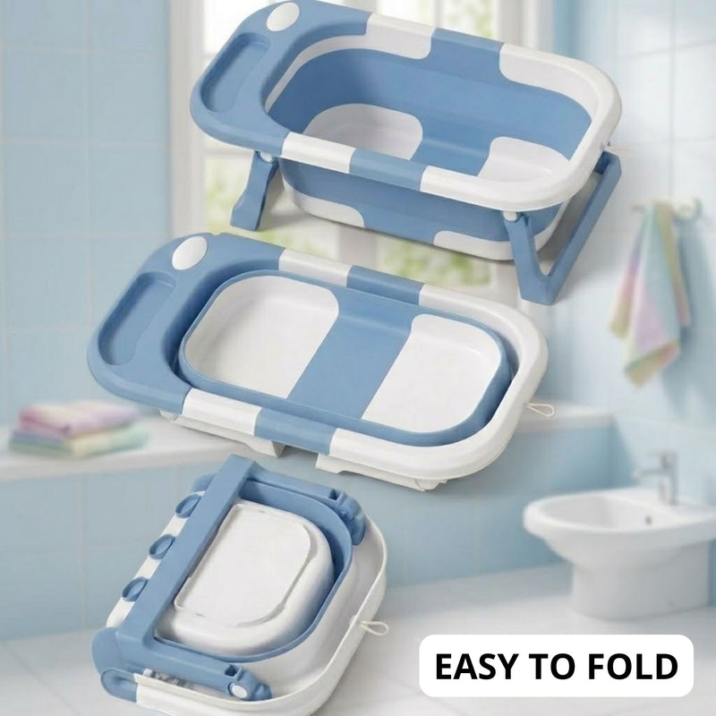 Foldable Baby Bath Tub for Infants and Toddlers Blue