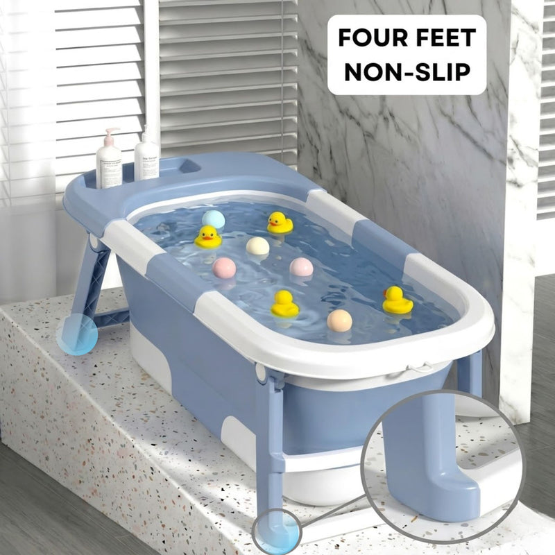 Foldable Baby Bath Tub for Infants and Toddlers Blue
