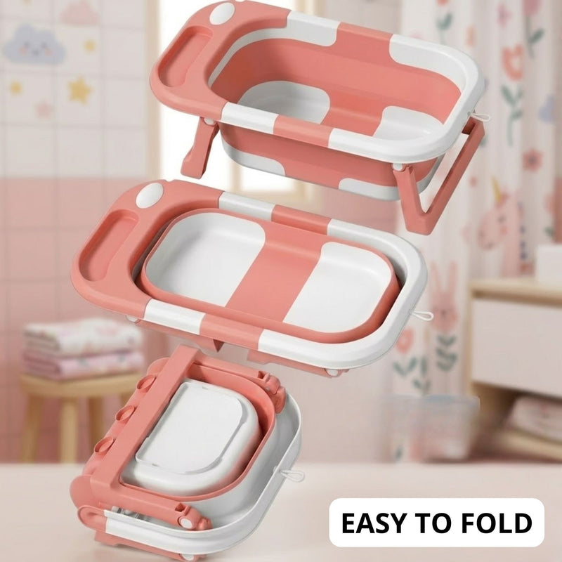 Foldable Baby Bath Tub for Infants and Toddlers Pink