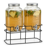 2 Pack Glass Drink Dispensers with Stand 8L, Transparent - main product image